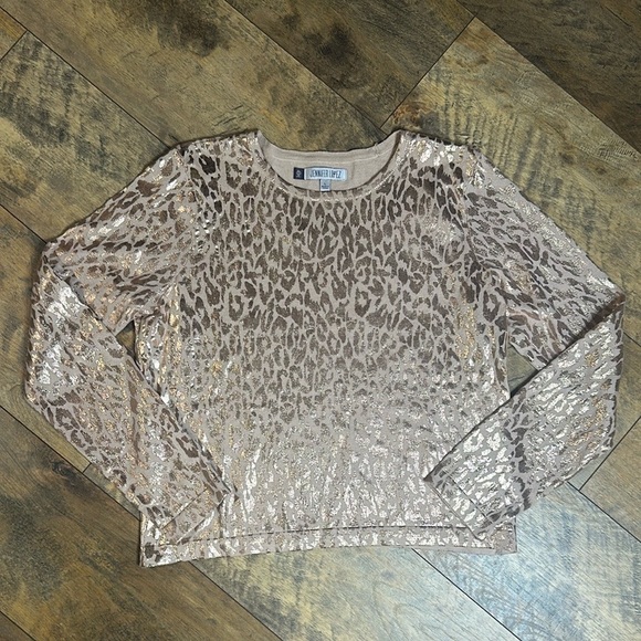 JENNIFER LOPEZ Rose Gold Foil Sweater, Size L, EUC - Picture 3 of 6
